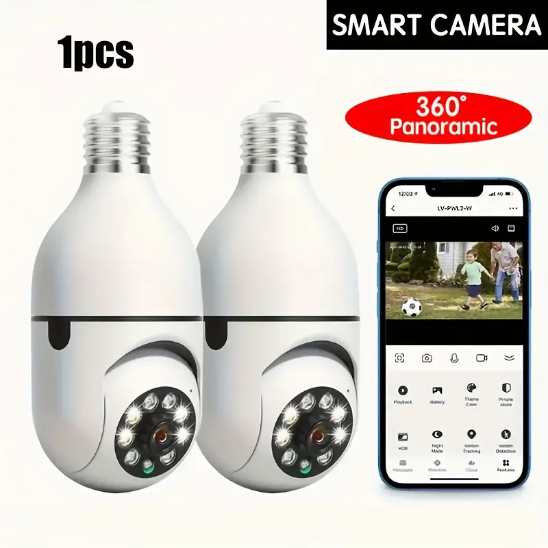 E27 Bulb Camera with Automatic Tracking & Full Color Night Vision