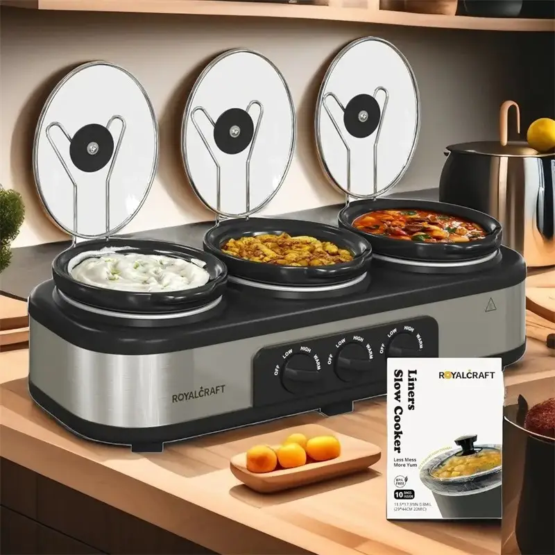 RoyalCraft Triple Slow Cooker Buffet Server (4.5 QT)