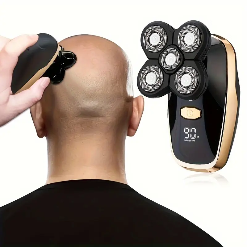 Five Blade Cordless Electric Head & Hair Shaver with LED Display