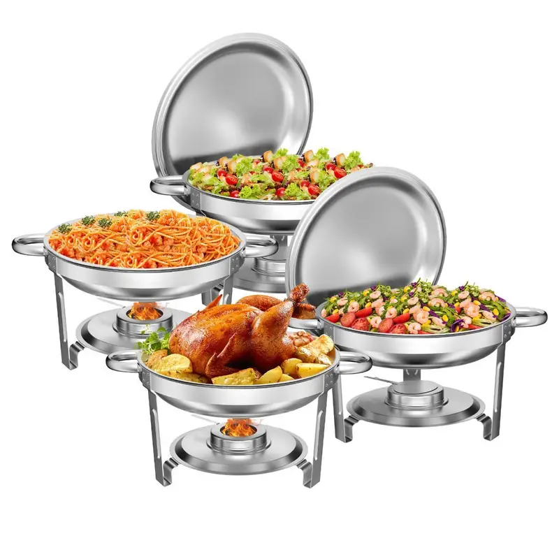 4-Pack Stainless Steel 5QT Chafing Dishes for Buffet