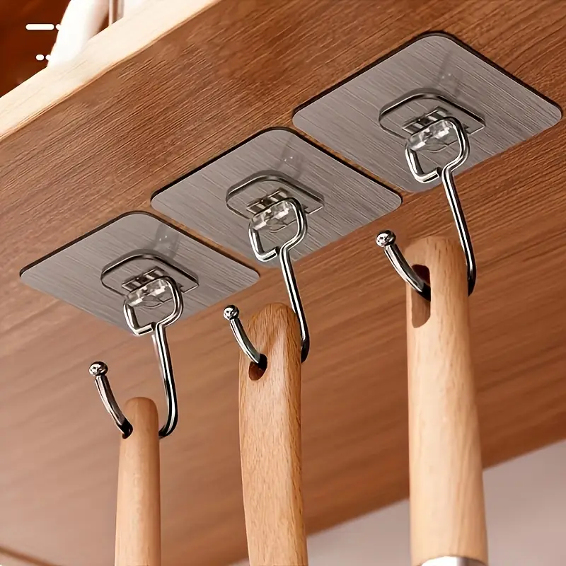 10pcs Stainless Steel Adhesive Wall Hooks