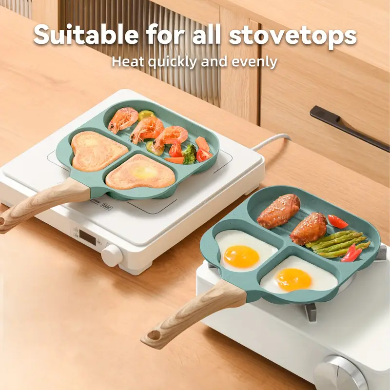 3-in-1 Non-Stick Egg Pan with Heart-Shaped Dividers