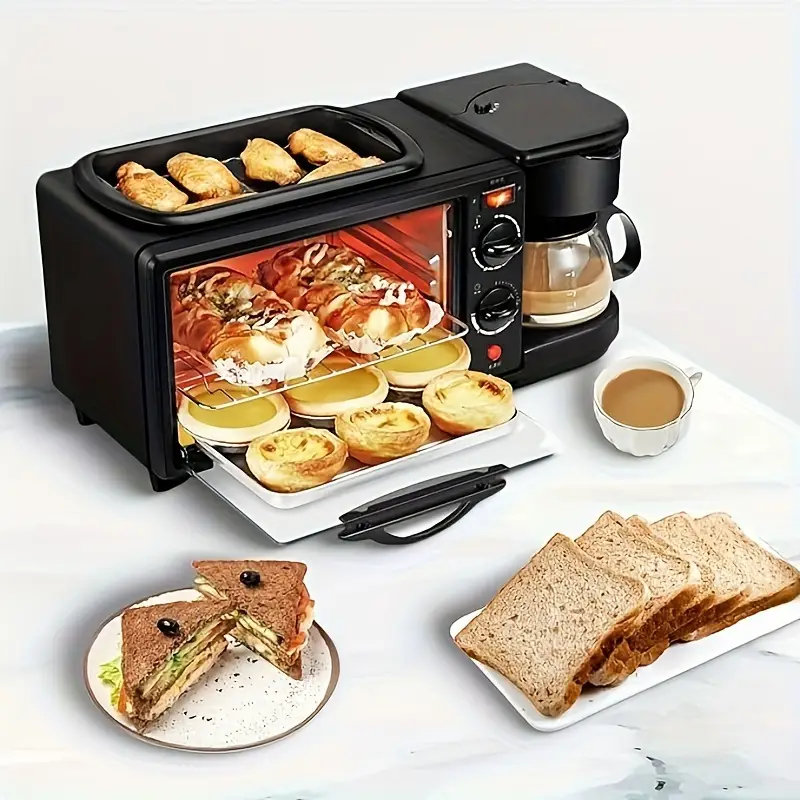 3-in-1 Breakfast Station (Toaster, Coffee Maker, Grill Pan)
