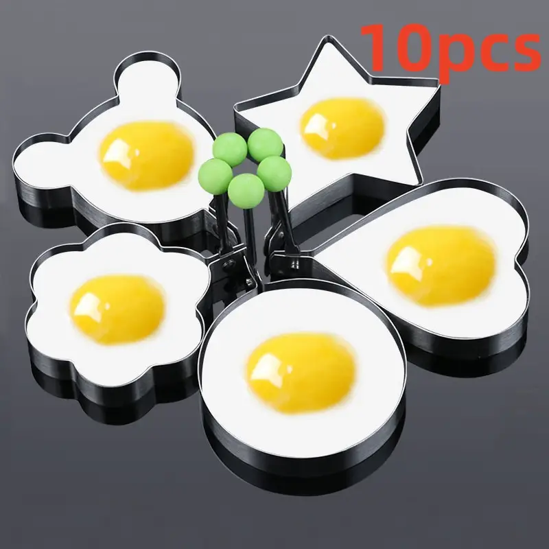 10pcs Stainless Steel Egg Rings Set (Heart & Star)