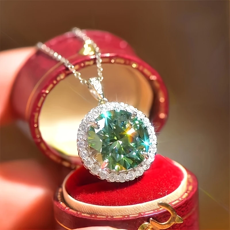 925 Silver 5Ct Moissanite Halo Pendant – Elegant Gift for Women - Image 3
