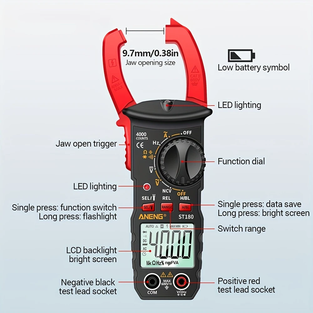 Clamp Multimeter Set with Probe & Flashlight – ST180 - Image 3