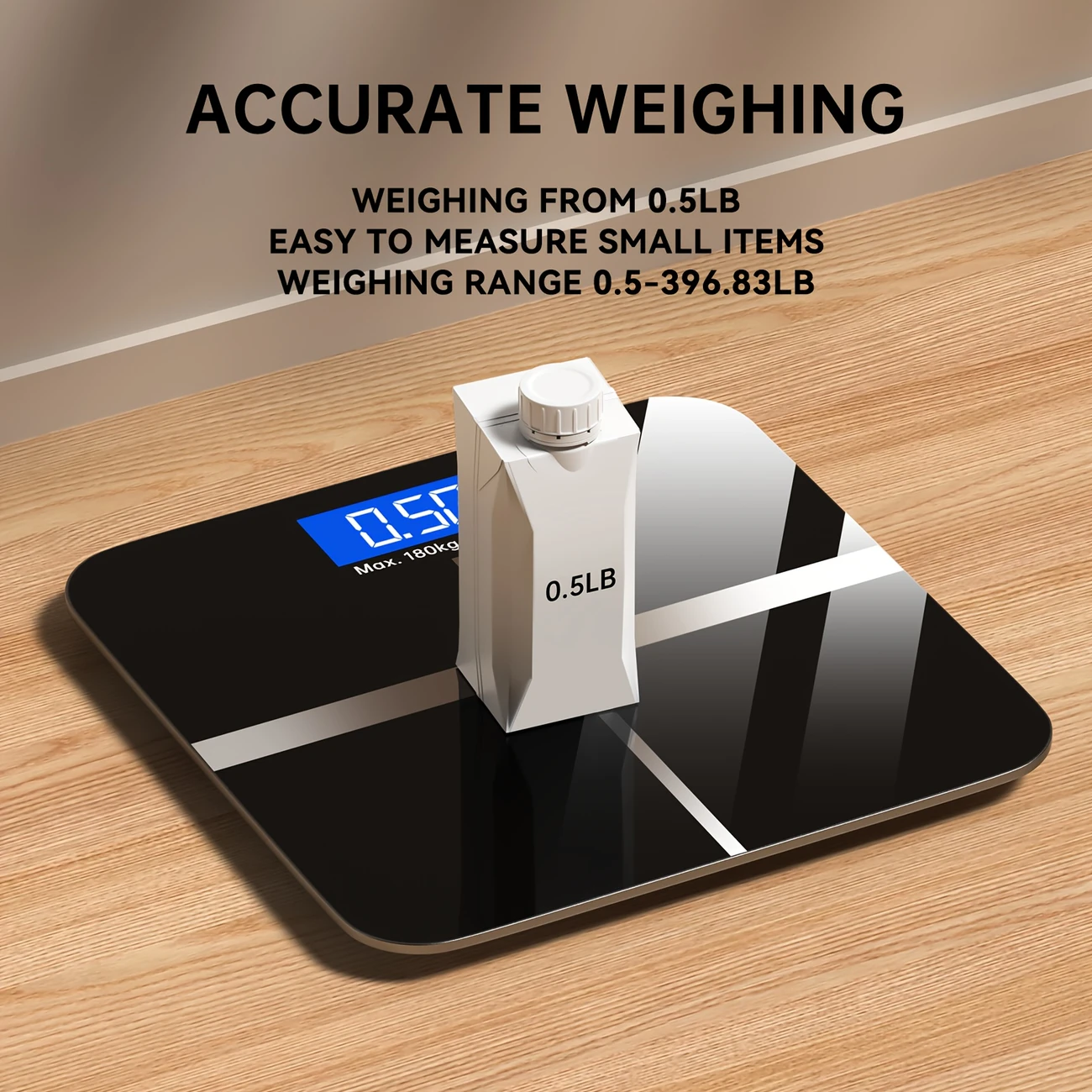 Digital Bathroom Scale with HD LCD Display | 396lb Capacity | KG/LB Switchable - Image 4