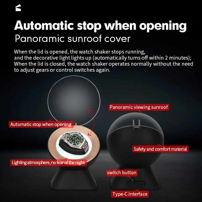 Ultra-Quiet Watch Winder with Dome Cover – Sleek Gift for Men & Women - Image 3
