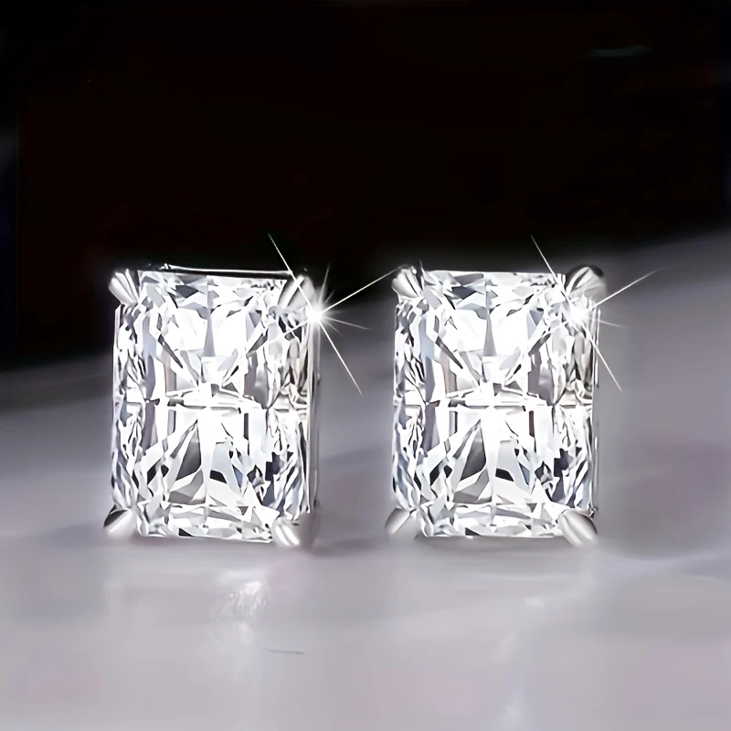 4ct Moissanite Earrings – S925 Silver Unisex Luxury Studs - Image 3