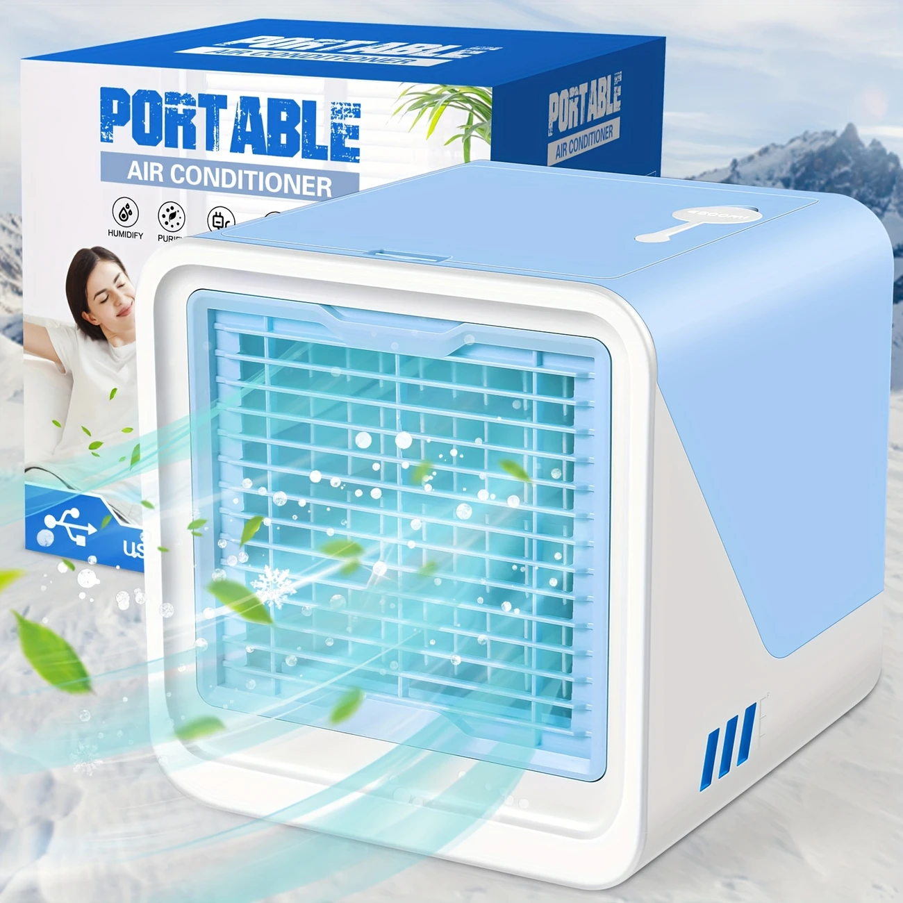 3-in-1 Portable USB Air Conditioner | Mini Cooler, Humidifier & Fan for Home & Travel