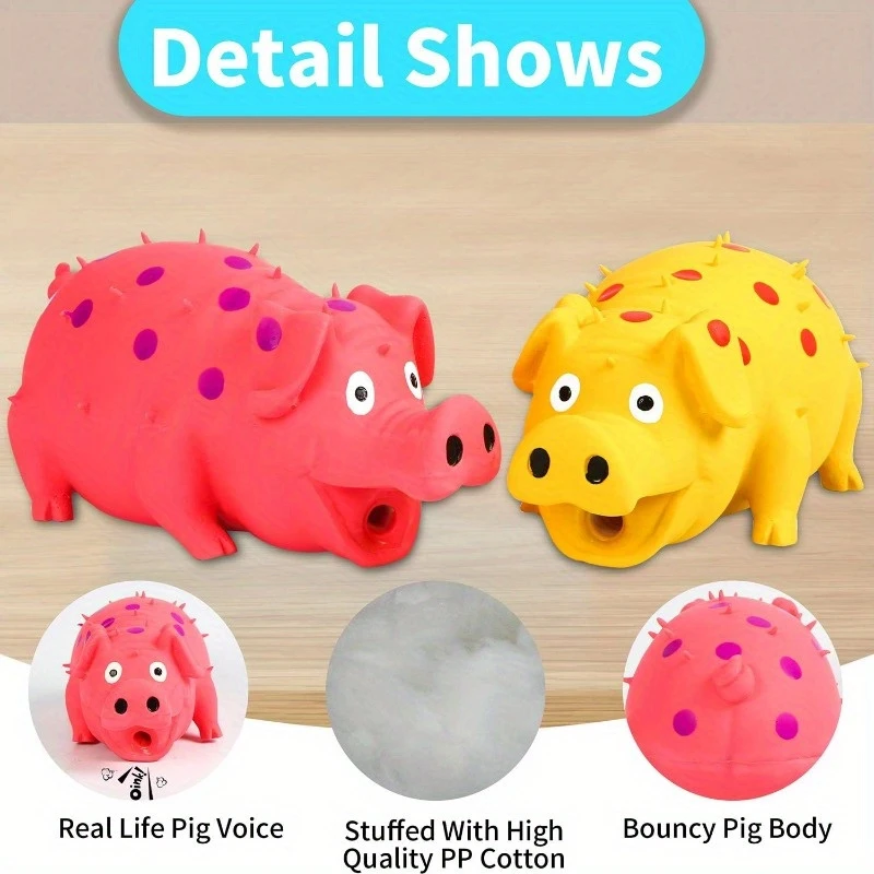 2-Pack Squeaky Pig Dog Toys – Grunting Rubber Chew Fun for All Dog Sizes! - Image 4