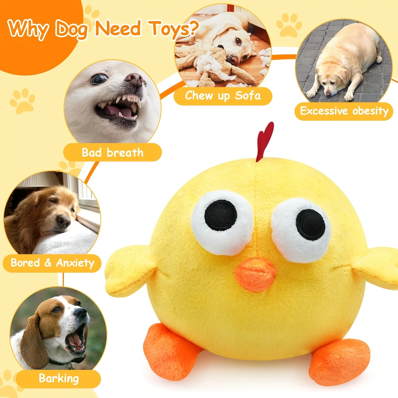 Rechargeable Squeaky Chicken Dog Toy – Music, Voice Recording & Motion-Activated Fun - Image 3