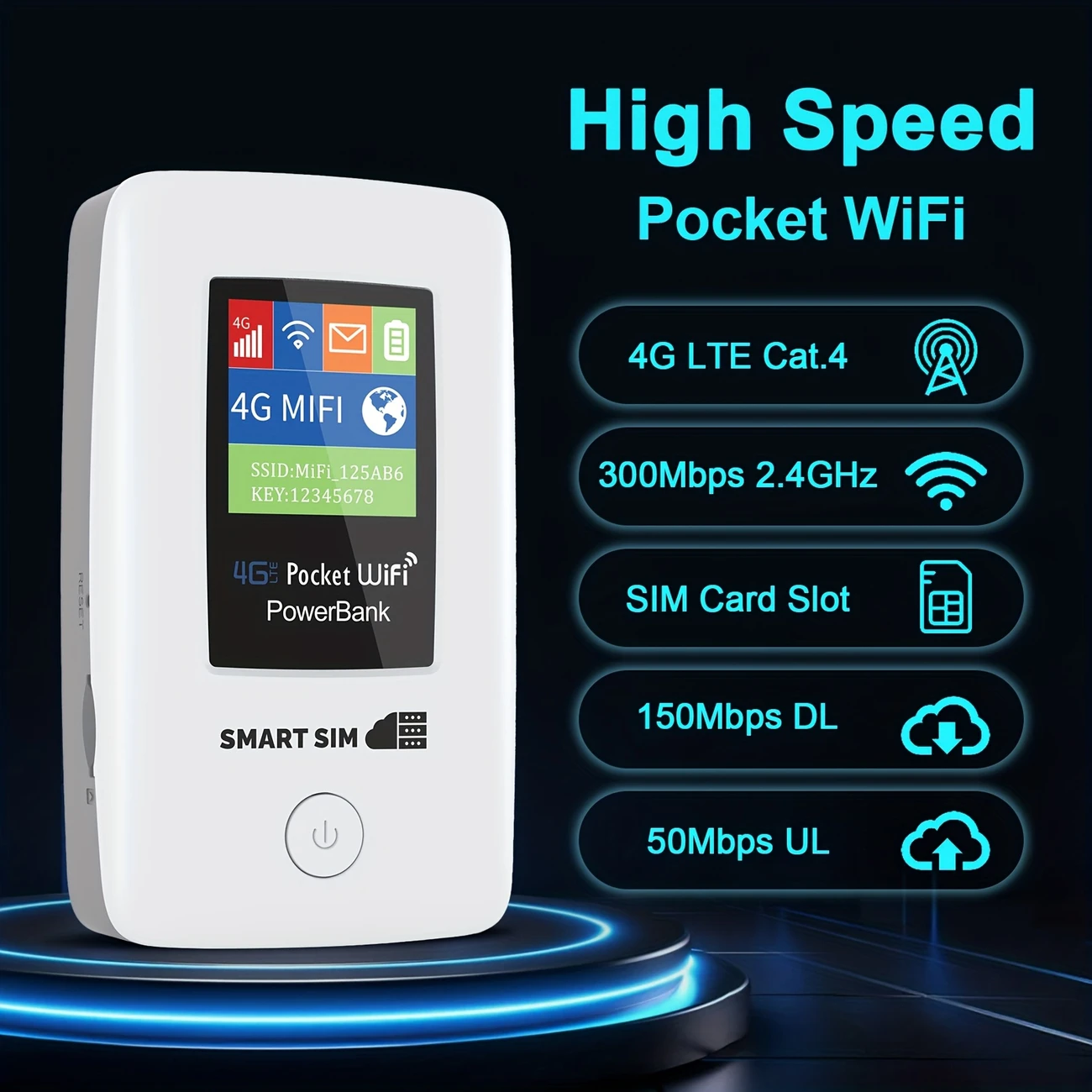 4G LTE Mobile WiFi Hotspot – 6000mAh PowerBank, Travel Router