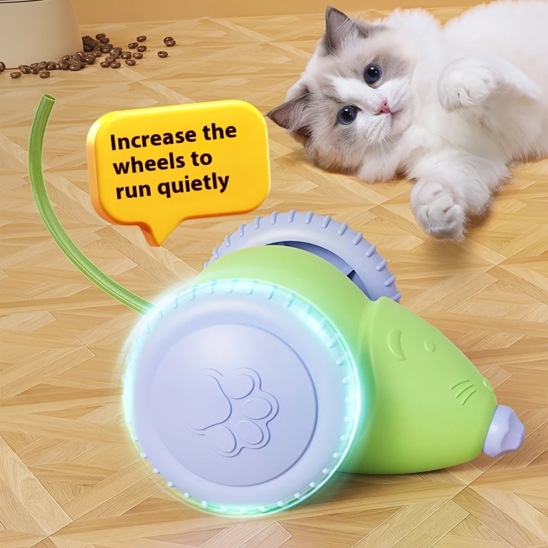 USB Rechargeable Light-Up Mouse Cat Toy – Smart Rolling & Obstacle Avoidance - Image 3